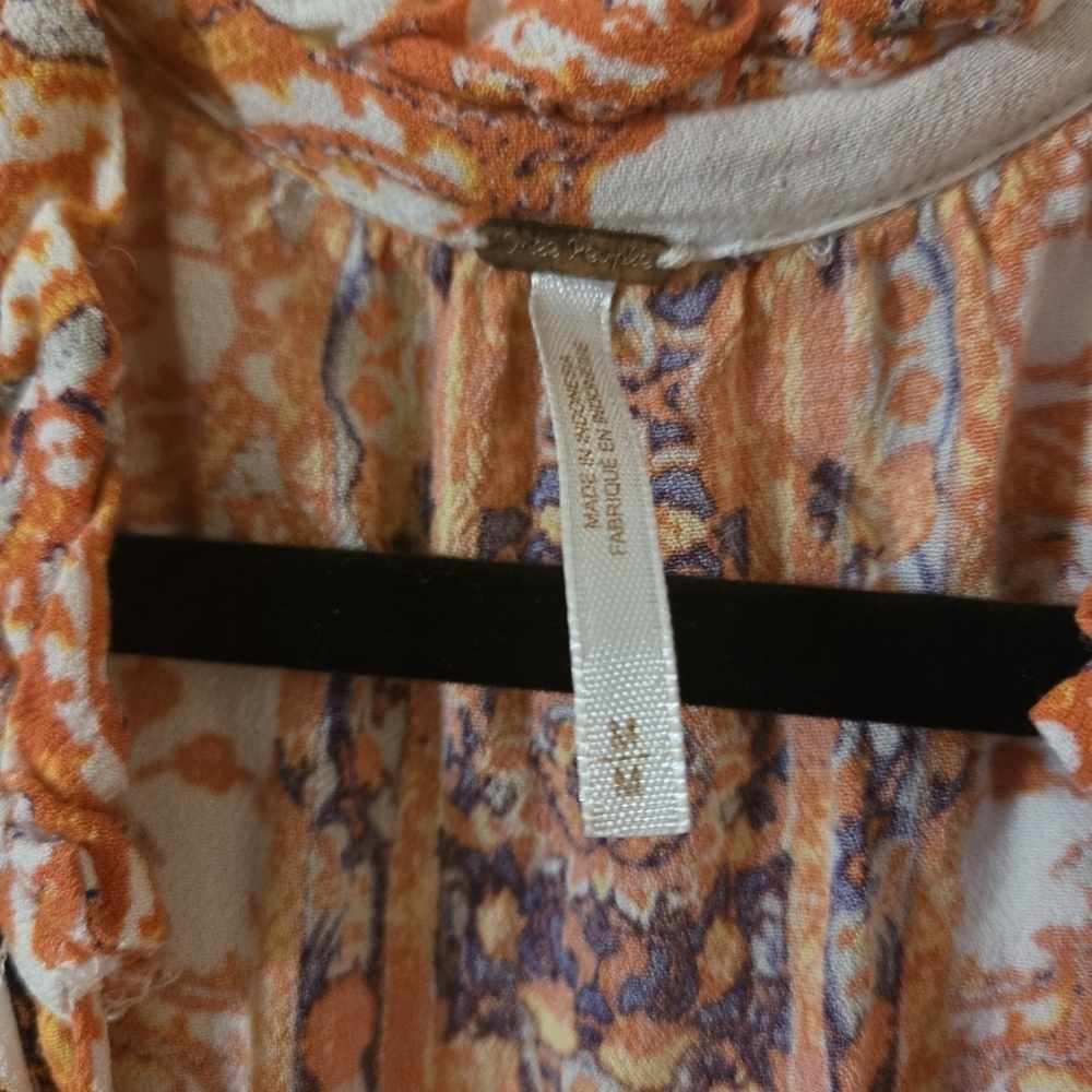 ✨️FREE PEOPLE✨️Flowy Magic Mystery Tunic Mini Dress Size Medium in Orange - Picture 8 of 13